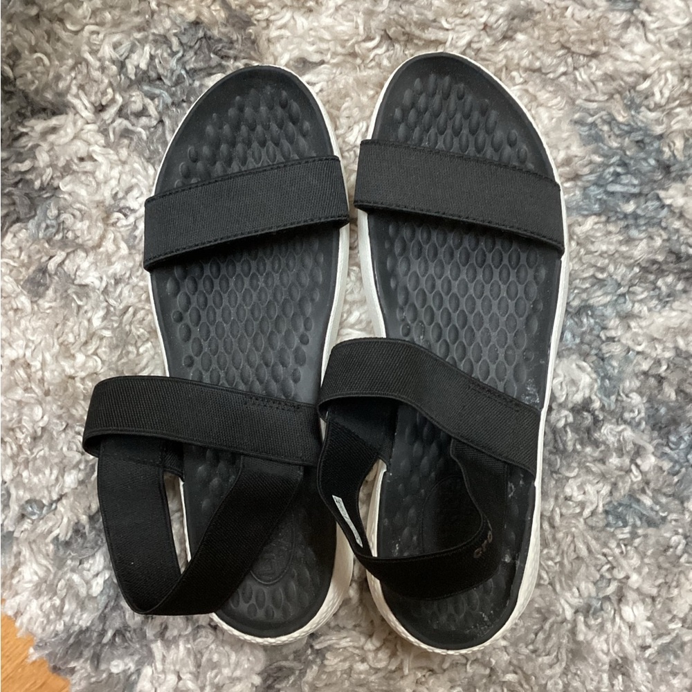 CROCS Black Sandals with White Soles